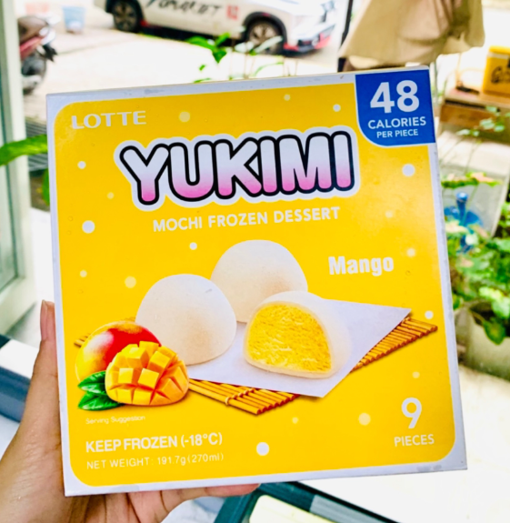 Kem mochi Lotte hộp 9 viên vị xoài